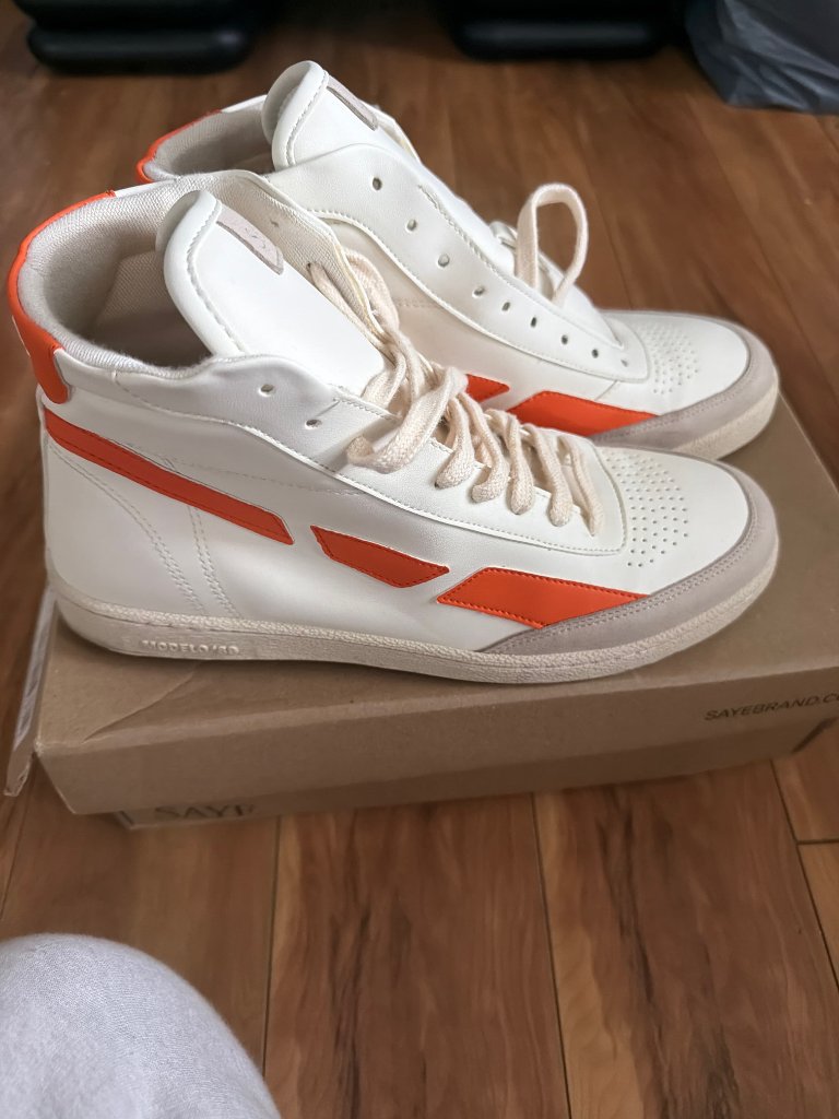 Saye Modelo 89 Vegan Sneakers In White Orange Shoes Vintage — image 4 of 8